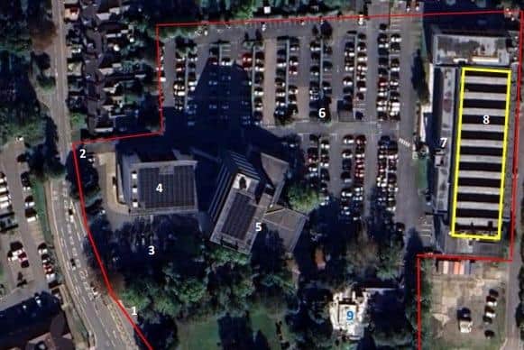 The vacant workshop (marked in yellow) where the planned sports and wellbeing centre would be built at Pera Business Park in Melton