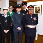 Lord Lieutenant of Leicestershire, Mike Kapur, with his six newly-appointed cadets