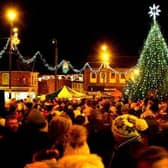 The Christmas lights are switched on in Melton Market Place a few years ago