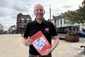 Melton BID manager James Colclough with entry sheets for the Halloween Trail Quiz