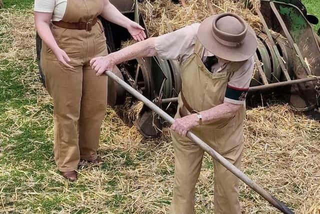 Real life Land Army girl Annie Duplok (101) returns to work at Melton 1940s event