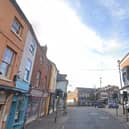 Leicester Street in Melton, viewed from the junction with Market Place