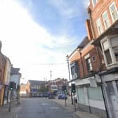 Leicester Street in Melton, viewed from the junction with Market Place