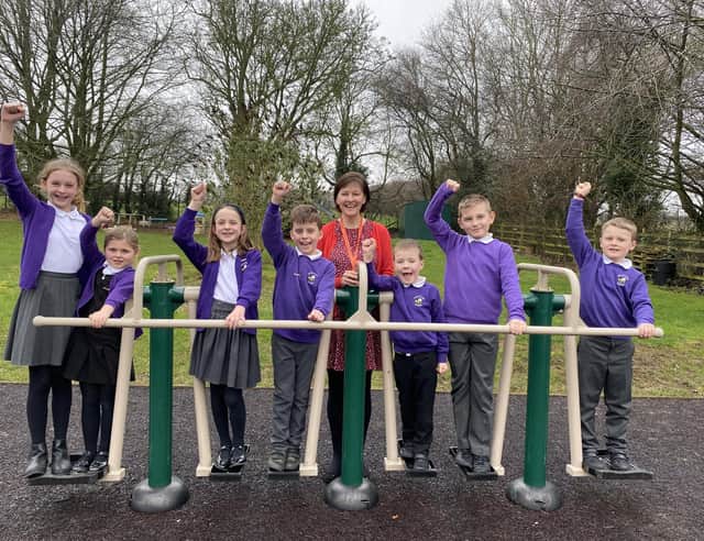Ab Kettleby Primary School pupils celebrate their school's new Ofsted rating