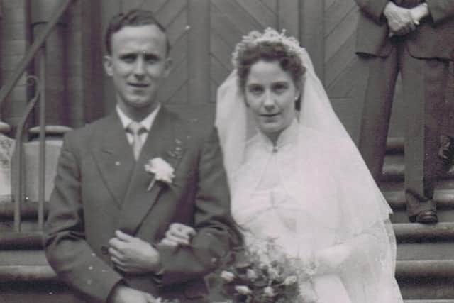 Geoff and Dorothy Mabbott on their wedding day in Melton in 1957