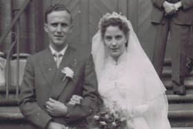 Geoff and Dorothy Mabbott on their wedding day in Melton in 1957