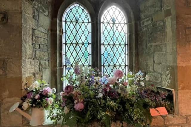 A Cottage Garden themed display by Debs Lavender at Wyfordby Church flower festival