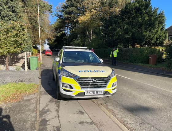 Police at the scene of this morning's collision in Scalford Road, Melton, which involved two schoolgirls and a car
PHOTO GEORGE ICKE