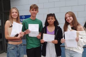 Priory Belvoir Academy students celebrate their GCSE results today, from left: M Chester (1 grade 9, 2 grade 8s, 3 grade 7s, 3 grade 6s);  A Curtis (8 grade 9s,  1 grade 8,  1 grade 7);  R Booth Clibborn (2 grade 7s,  3 grade 6s,  4 grade 5s);  L Beers (1 grade 8, 4 grade 7s, 1 grade 6,  3 grade 5s)