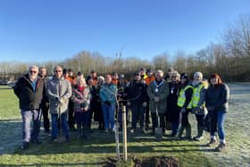 Some of the volunteers who helped plant 500 trees for Melton's new community woodland at Kirby Fields