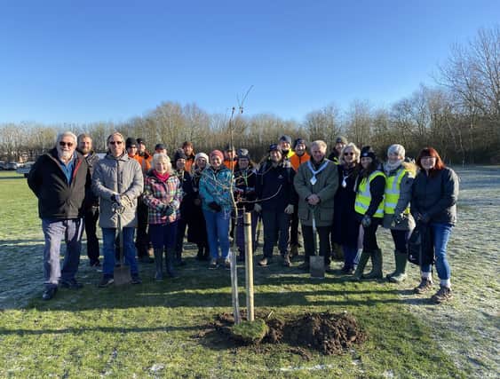Some of the volunteers who helped plant 500 trees for Melton's new community woodland at Kirby Fields