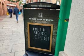 Ye Olde Pork Pie Shoppe is currently serving customers from a pop-up shop in the Bell Centre while major refurbishments are carried out on the Nottingham Street building