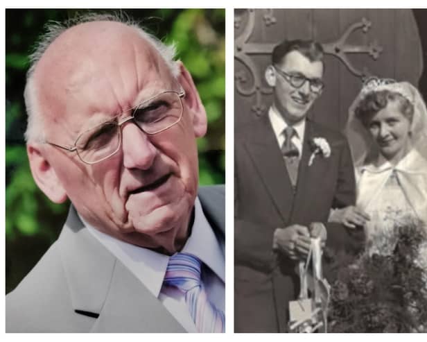 John Charles, who has passed away aged 89, and pictured on his wedding day with June in 1956