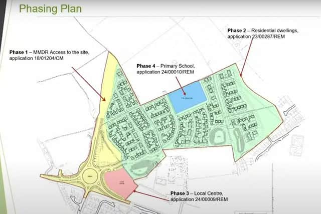 The four phases of development planned on the Sysonby Farm site on the outskirts of Melton Mowbray