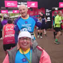 All done - Gary & Karen Drake at the London Marathon