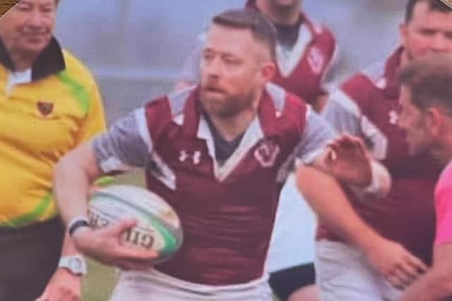 Andrew Stockdale in the thick of the action while playing for Melton Mowbray Rugby Club