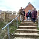 Residents at the top of the 'dangerous' steps leading from Roman Gate to Gilpin Close in Melton