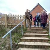 Residents at the top of the 'dangerous' steps leading from Roman Gate to Gilpin Close in Melton