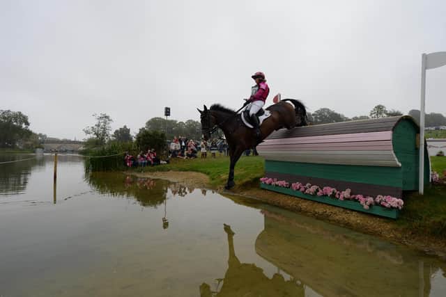 Emma Hyslop-Webb  riding JEWEETWEL for GBR during the cross country phase at the Defender Burghley Horse Trials last year
