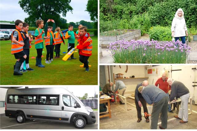 Organisations which have benefited from Melton Building Society's charitable foundation over the last 25 years: clockwise from top left, Belvoir Cricket and Countryside Trust, Melton Community Allotments, Men in Sheds, and Birch Wood Area Special School