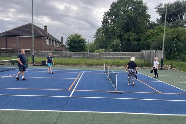 Monday night pickleball doubles in Melton.