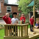 The children enjoy the new garden area at Asfordby Hill Primary School