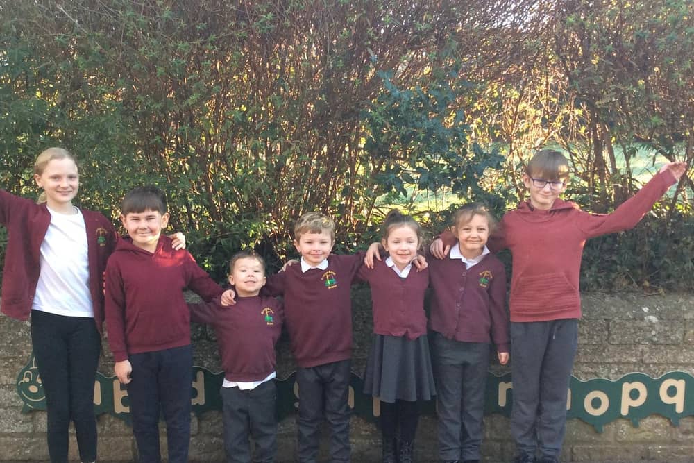 Croxton Kerrial Primary School pupils celebrate their school's latest SIAMS rating
