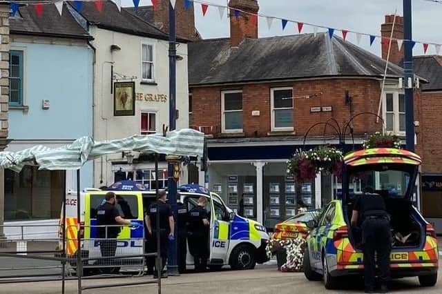 Police activity in Melton Mowbray town centre