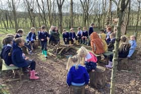 Buckminster Primary School pupils in their outdoor classroom