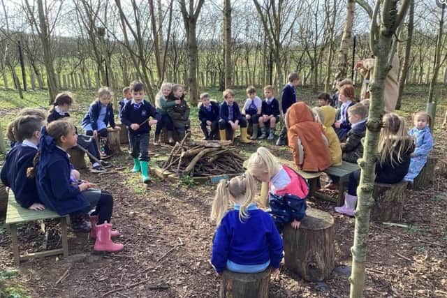 Buckminster Primary School pupils in their outdoor classroom