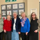 Mayor of Melton, Councillor Alan Hewson, with some of the creators of the Millennium quilt in front of the new canvas replica