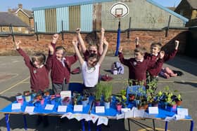 Children from Ash Class celebrate a successful Spring Fair at Somerby Primary School