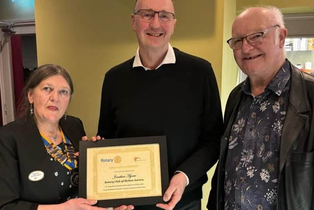 'Aggers' celebrates Honorary Membership with club President, Brenda Clayton and member Eddie Pearson