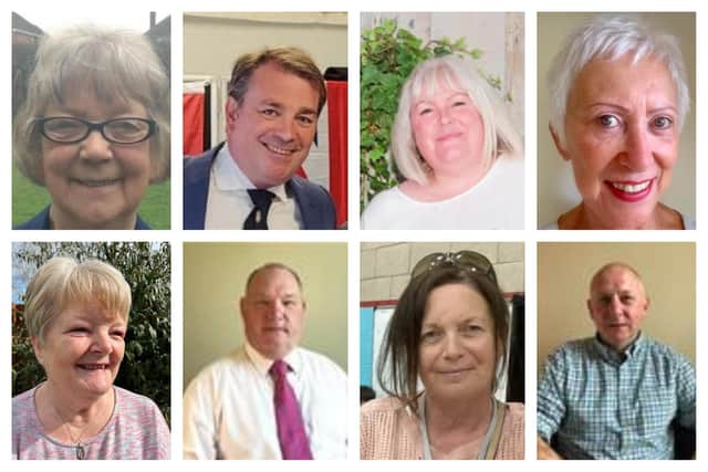 Opposition Portfolio Champions (Labour and Independent councillors on Melton Borough Council) clockwise from top left: Pat Cumbers, Leigh Higgins, Sarah Cox, Margaret Clay, Richard Sharp, Sharon Butcher, Steve Carter and Margaret Glancy