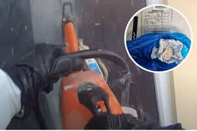 Watch the moment police saw through door to raid drug dealer’s home 
