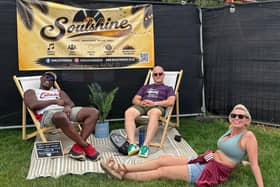 Visitors enjoying The Soulshine Photo area at McCue The Music's recent free community event Soulshine Summer Socials in Melton Mowbray