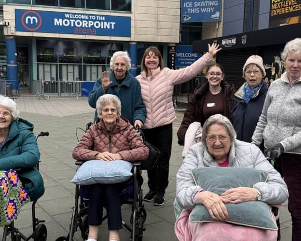 Residents and staff from Melton's Wilton Manor Care Home pictured during their day ice skating at Nottingham