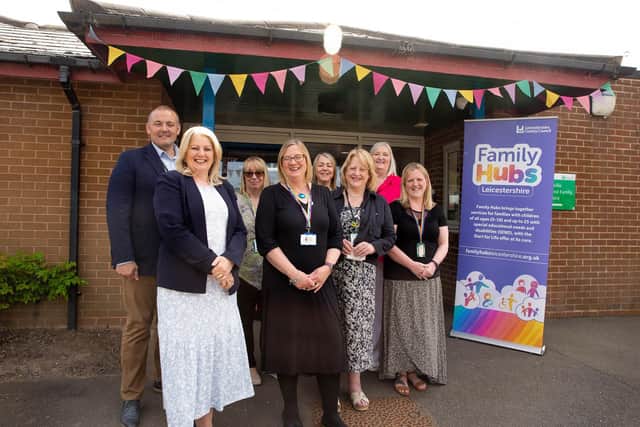 The launch of a family hub at Coalville - one of 37 started up in Leicestershire a year ago