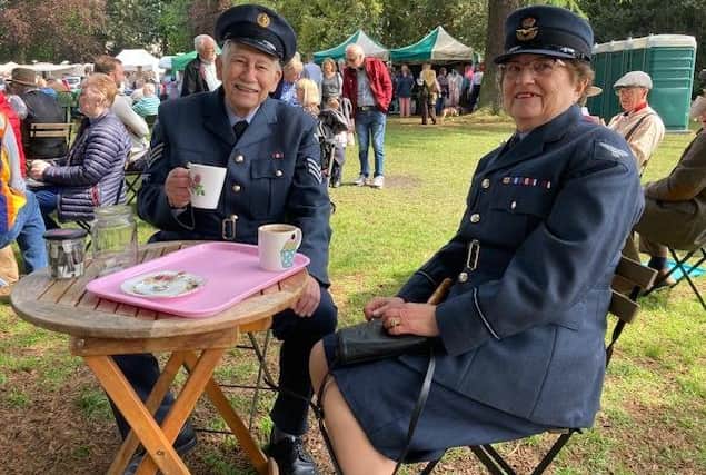 Two attendees in RAF uniform at last year's 1940s Melton Mowbray event
