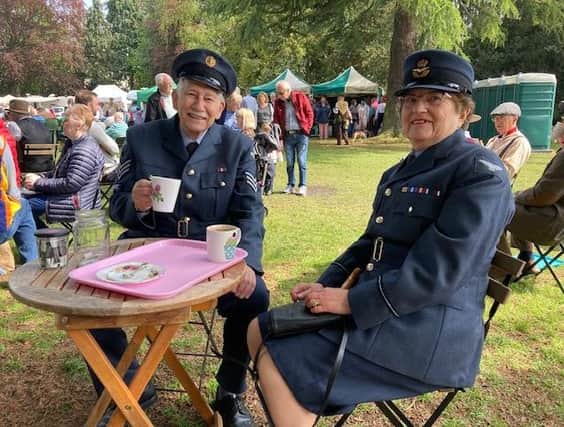 Two attendees in RAF uniform at last year's 1940s Melton Mowbray event
