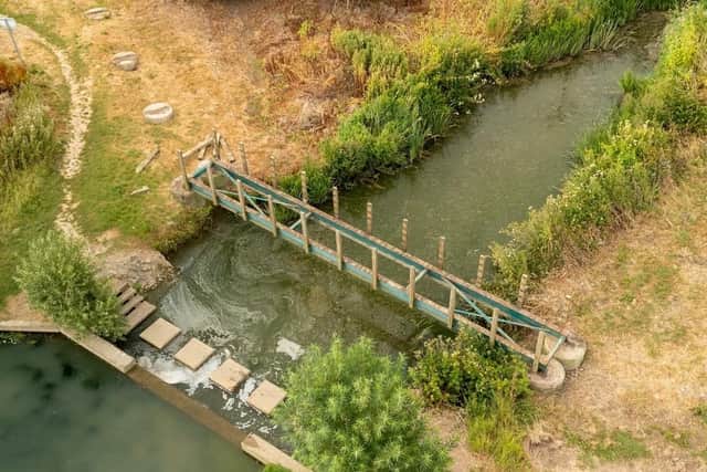 A drone photo taken this week of work taking place to replace the bridge at Melton Country Park IMAGE: Melton and around from ABOVE Steely DRONE