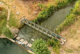A drone photo taken this week of work taking place to replace the bridge at Melton Country Park IMAGE: Melton and around from ABOVE Steely DRONE