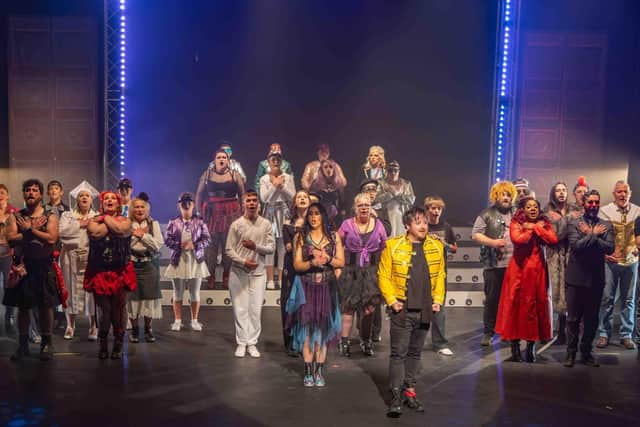 The cast of The Melton Musical Theatre Company performing We Will Rock You at Melton Theatre PHOTO Gina Mees