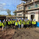 Nottingham Trent University students meet with Steve Bateman, of Grace Homes, at the Sysonby Lodge conversion project
