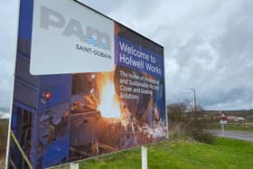 The entrance to the PAM Saint-Gobain plant, the historic Holwell Works site, which is to close this year