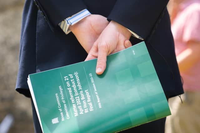 The House of Commons Committee of Privileges report into whether former prime minister Boris Johnson misled Parliament over partygate. PIC: James Manning/PA Wire