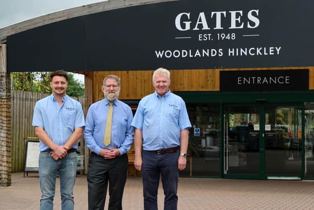 Directors outside the Gates Woodlands Hinckley site, where the freehold has been secured by Gates Garden Centre