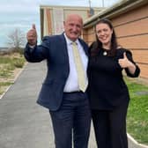 Melton MP Alicia Kearns and borough council leader Joe Orson celebrate today's news that the health authority is formally committed to exploring a second GP surgery for the town