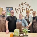 Stepping out for charity are coffee shop staff Zeke Weston, Paul Prior, Amber Shearer, Kaitlyn Coleman and Jessi Jackson, at More Coffee in Melton