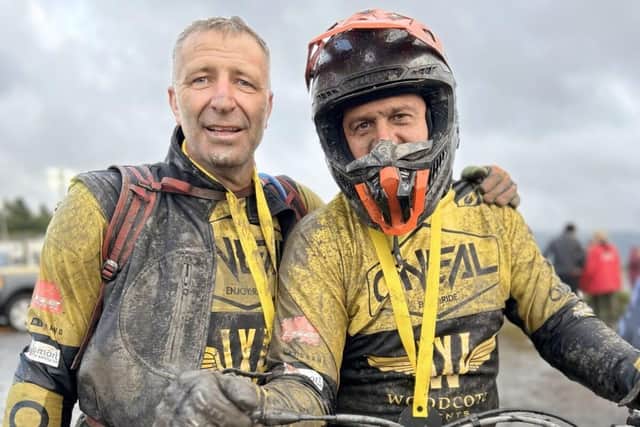 Gareth Bright (right) with his team mate Virgil Stevenson complete Dawn to Dusk 2024.